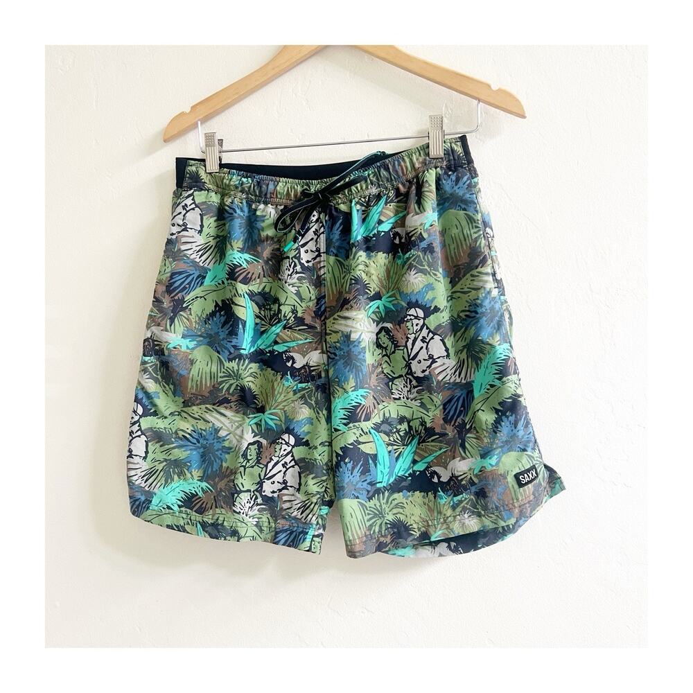 Saxx Cannonball 2n1 Men’s Swim Trunks Shorts Hawaii Jungle Safari Size Medium